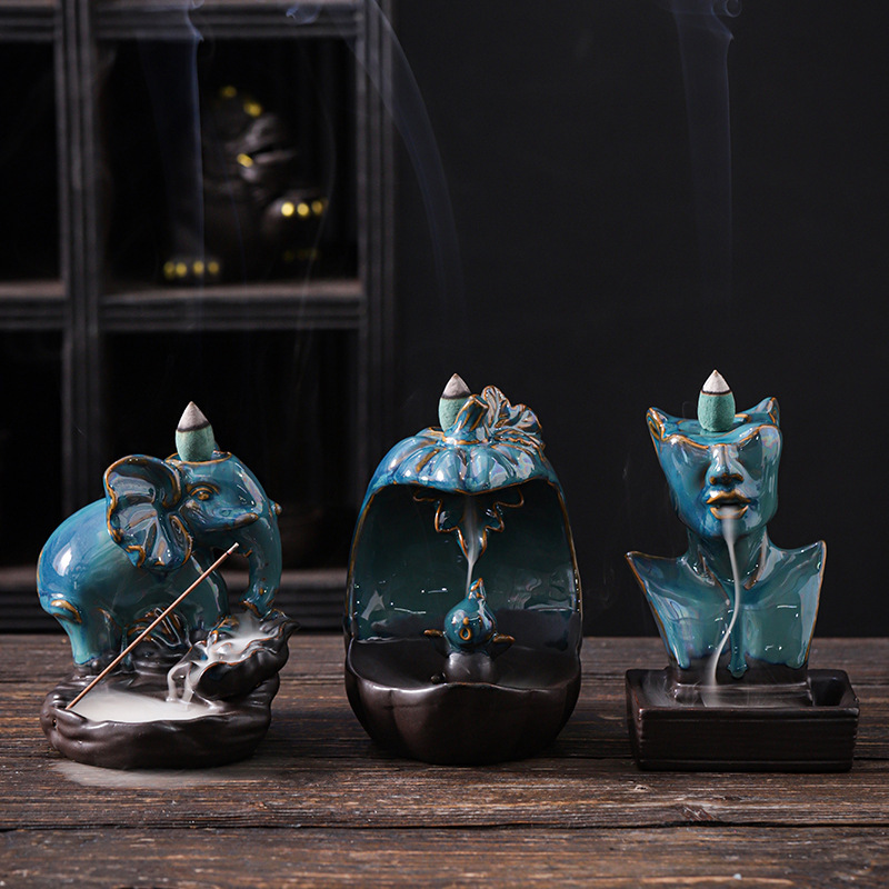 Home Fragrance Candles - Patung wangi dupa Aliran balik keramik
