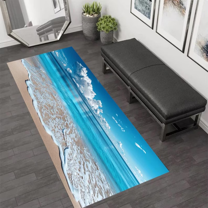 Home Fragrance Ocean Breeze - Karpet Gradasi Laut-Awan 3D, Karpet Motif