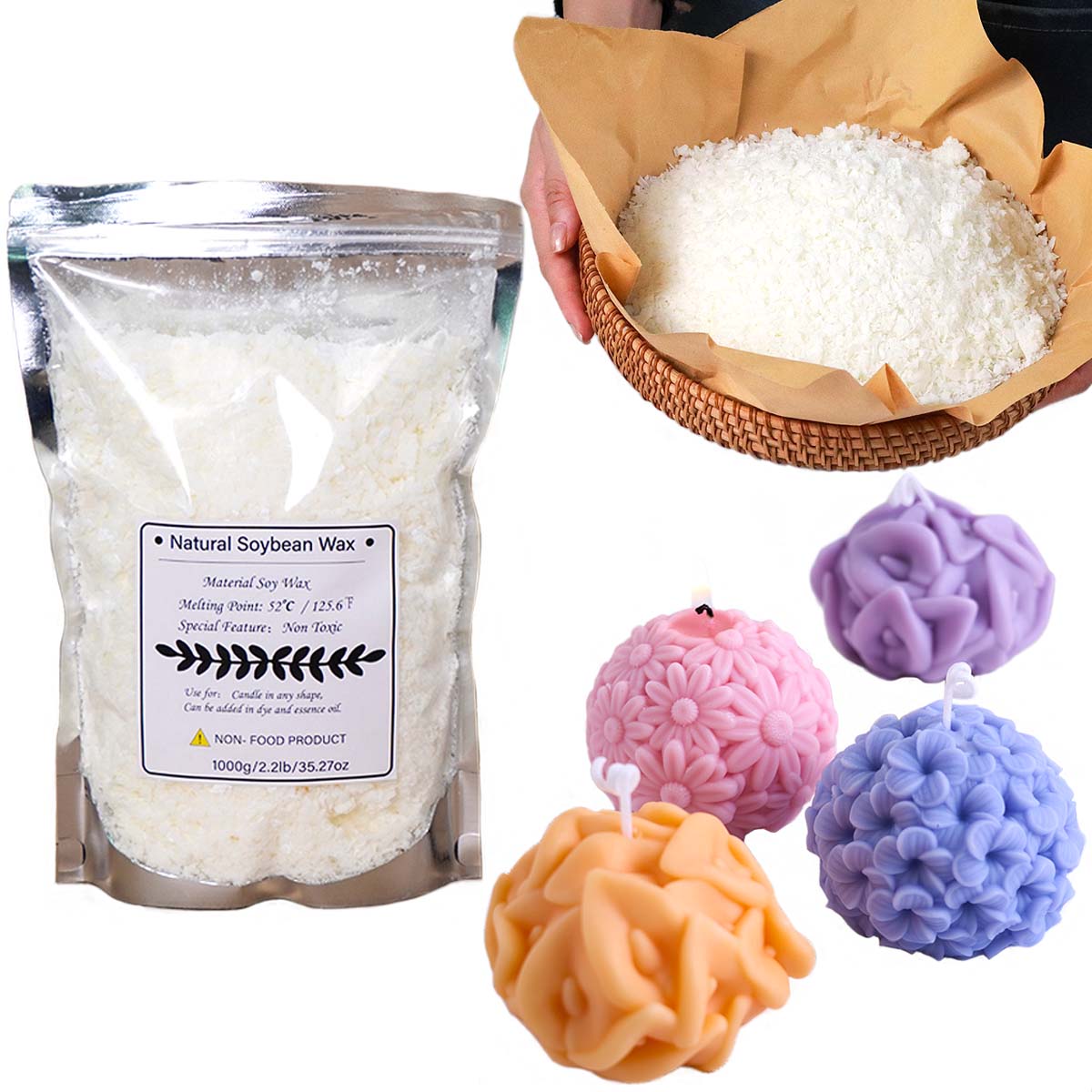 Soy Wax Flake - 100/250/500/1000G Serpihan Lilin Kedelai Alami DIY